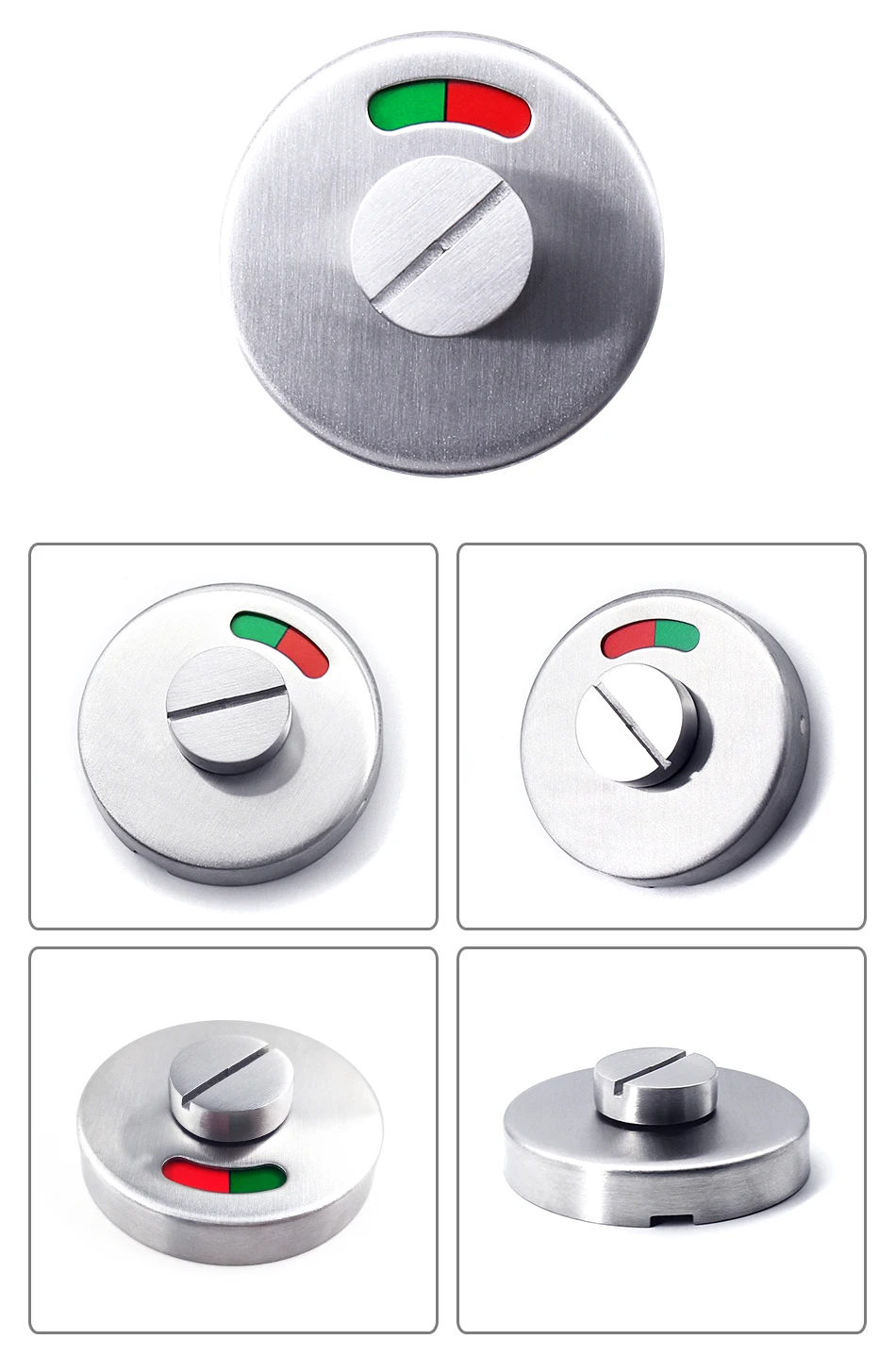 Bathroom Hardware Fittings Toilet Cubicles Indicator WC Door Lock Thumb Turn Knob Stainless Steel