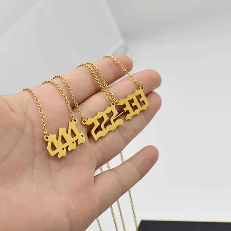 

Gold Color Stainless Steel Lucky Number Pendant Clavicle Necklace For Women Arabic Numerals Short Necklace Friendship Jewelry