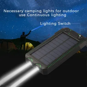 45000mah waterproof solar power bank high capacity mobile phone cigarette lighter charging sos outdoor emergency free global shipping