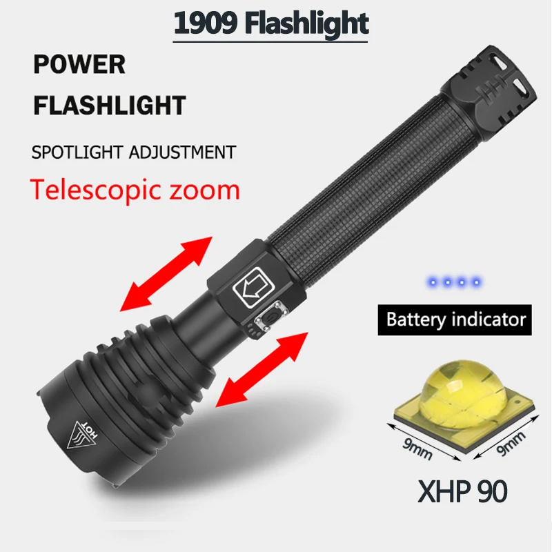 Самый мощный Xlamp XHP90 Z901909 светодиодный фонарик мощность 26650 или 18650 батарея vs xhp70.2