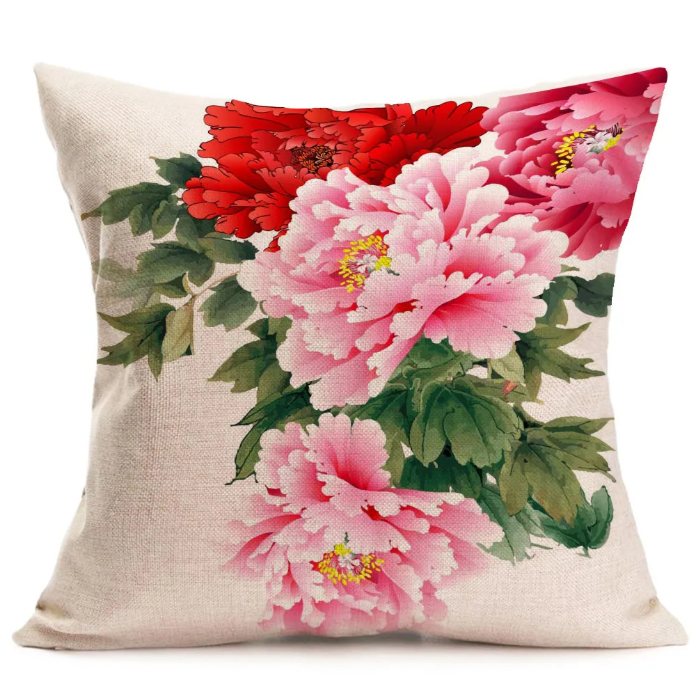 Чехол для диванной подушки с пионами однотонный чехол кровати украшение дома
