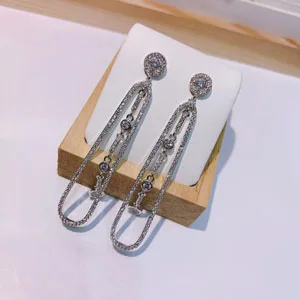 white gold color Hibrid трендовые новые модные Висячие серьги для женщин вечерние аксессуары Свадебные украшения aretes de mujer современные E-746 - Окраска металла: white gold color