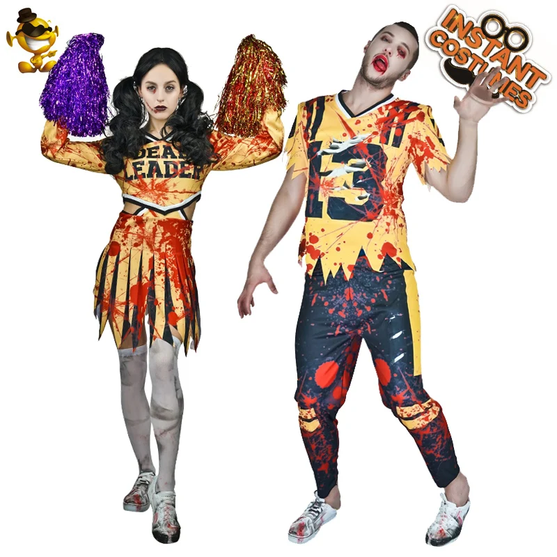 Взрослые Пары женщин зомби Чирлидеры наряд мужской кровавый костюм косплей