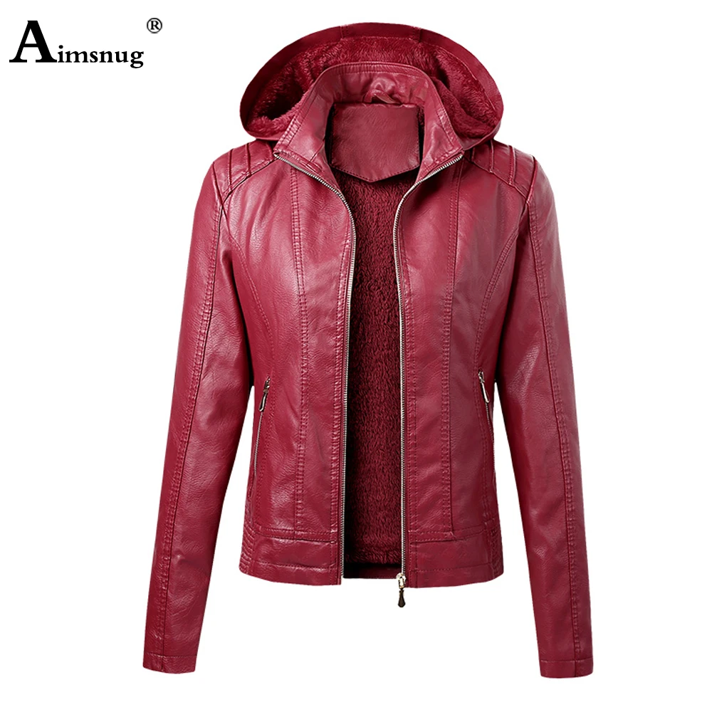Осень 2021 новые куртки Aimsnug из искусственной кожи Женская толстовка верхняя