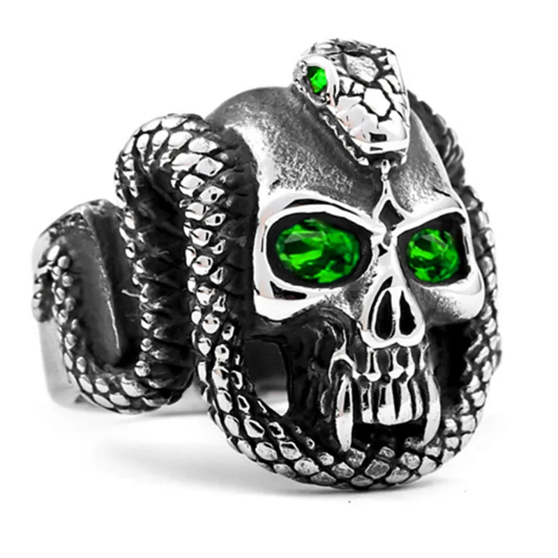 HNSP Панк Змея Король Череп голова кольцо для мужчин мужские готические ювелирные