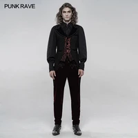 punk rave mens gothic gorgeous classic texture swallowtail mid length velvet vest party club elegant dress waistcoat