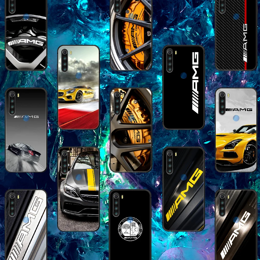 

AMG Sport Car Luxury Brand Phone Case For Xiaomi Redmi Note 7 8 8T 9 9S 4X 7 7A 9A K30 Pro Ultra black Coque 3D Hoesjes Trend