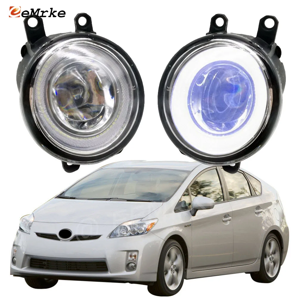 For Toyota Prius XW30 2009 2010 2011 2012 2013 '14 2015 LED Cut-Line Lens Fog Lights Lamp Angel Eye DRL Daytime Running Lights