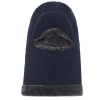 knitted hat new thickened wool tiger hat fur lining hat collar integrated cycling lei feng hat