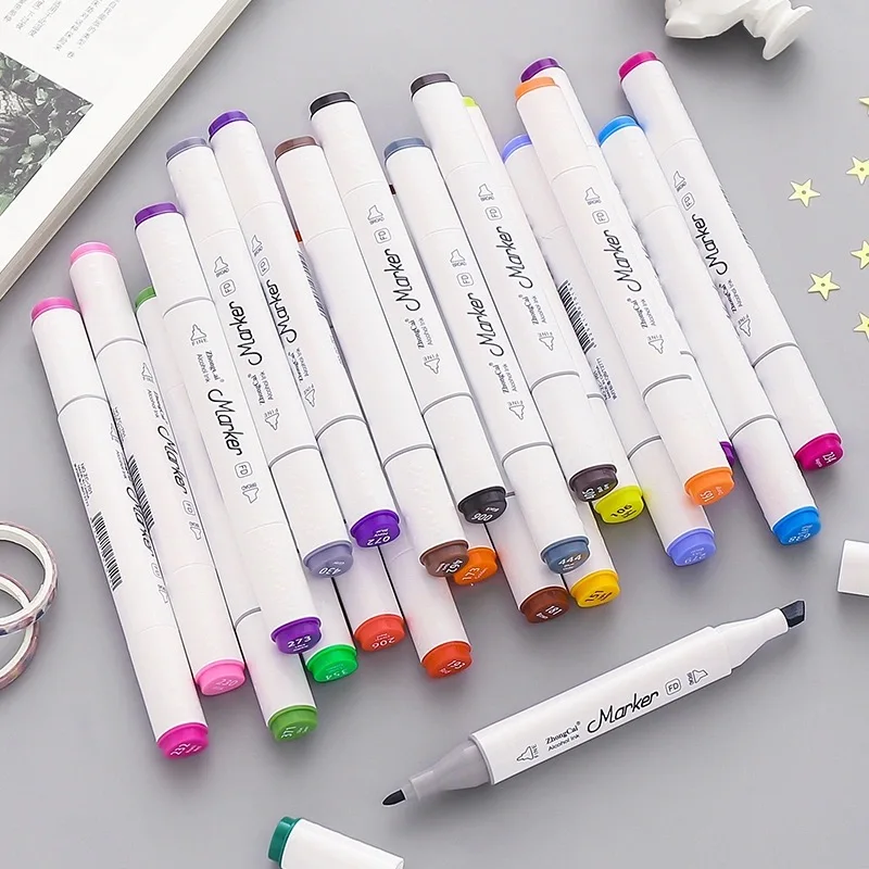 

1 Pcs Double Head Markers Waterproof Metal Markers Do Not Fade Student Art Graffiti Painting Markers Set School Supplies