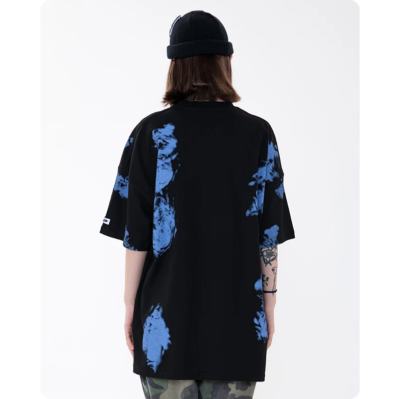 

Smoke cartoon printing loose T-shirt oversized women Men's clothes Harajuku Hiphop streetwear High street Gothic tee zhuchao top