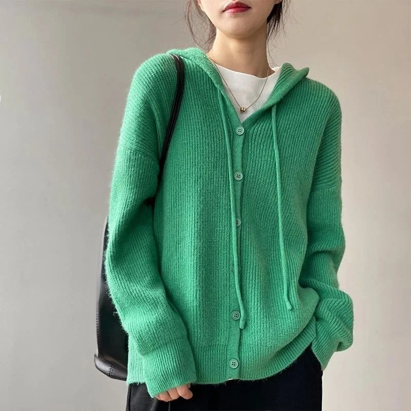 

Korean Fashion Thin Loose Hoodies Women Long Sleeve Button Hooded Sweatshirts Spring Autumn All-Match Casual Bottoming Pullovers