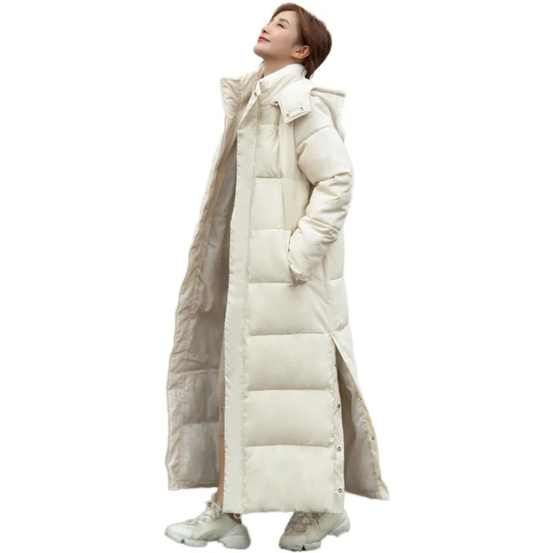 

Brieuces New X-long Hooded Parkas Fashion Casual Thick Down Cotton Winter Coat Women Warm Outwear Size 3XL