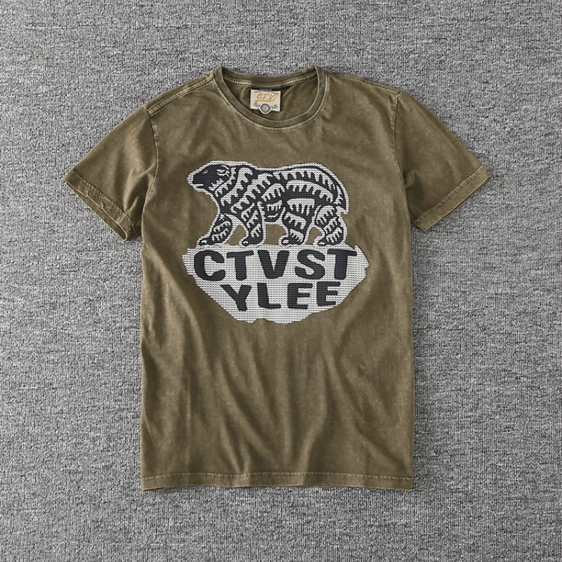 Мужская хлопковая футболка с коротким рукавом круглым вырезом и принтом|Мужские