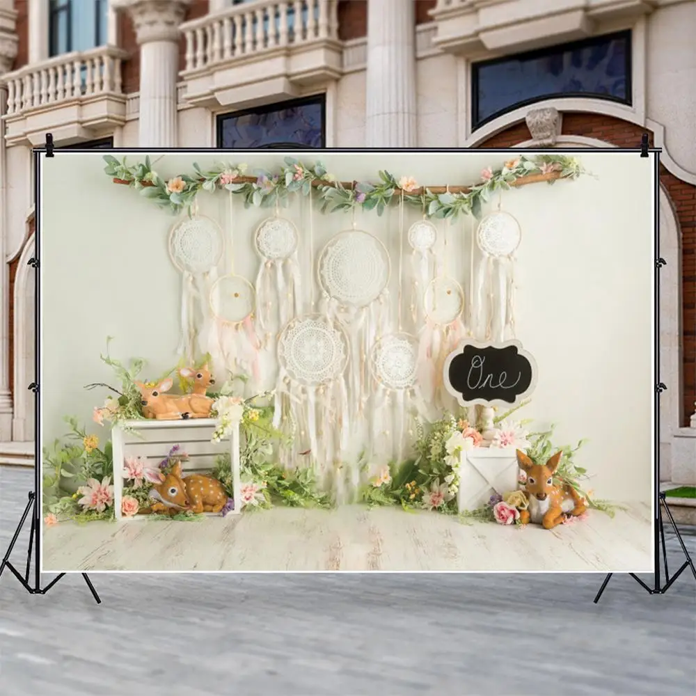 Виниловый фон для фотосъемки новорожденных с изображением Ловца снов Сики оленя