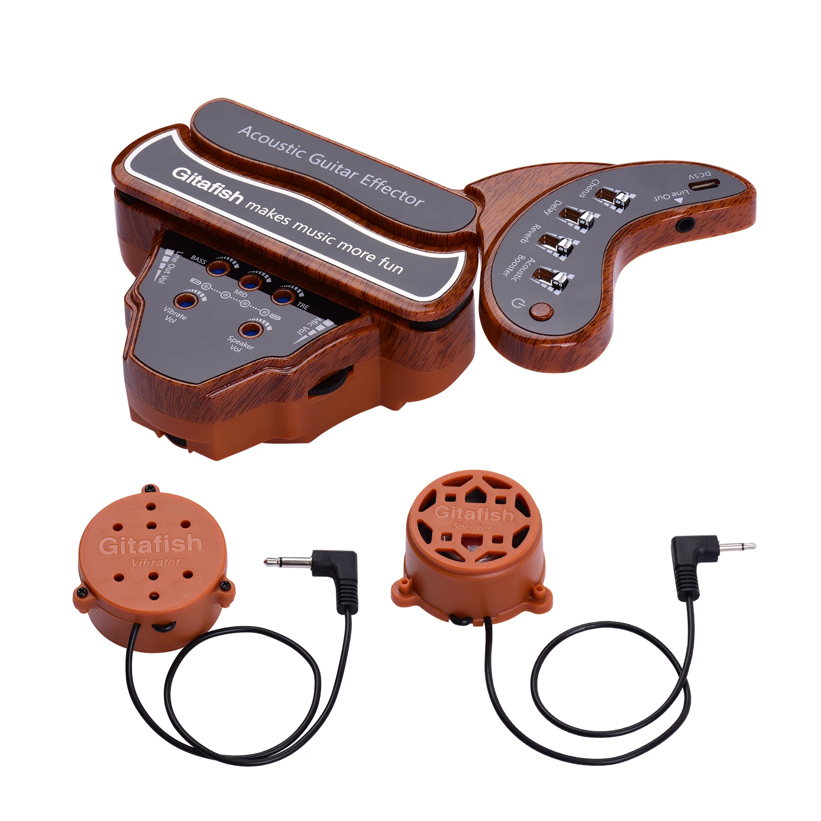 

Gitafish K380N Acoustic Guitar Effector Reverb Delay Chorus Effects 3-Band EQ Volume Adjustment Built-in Rechargeable Battery