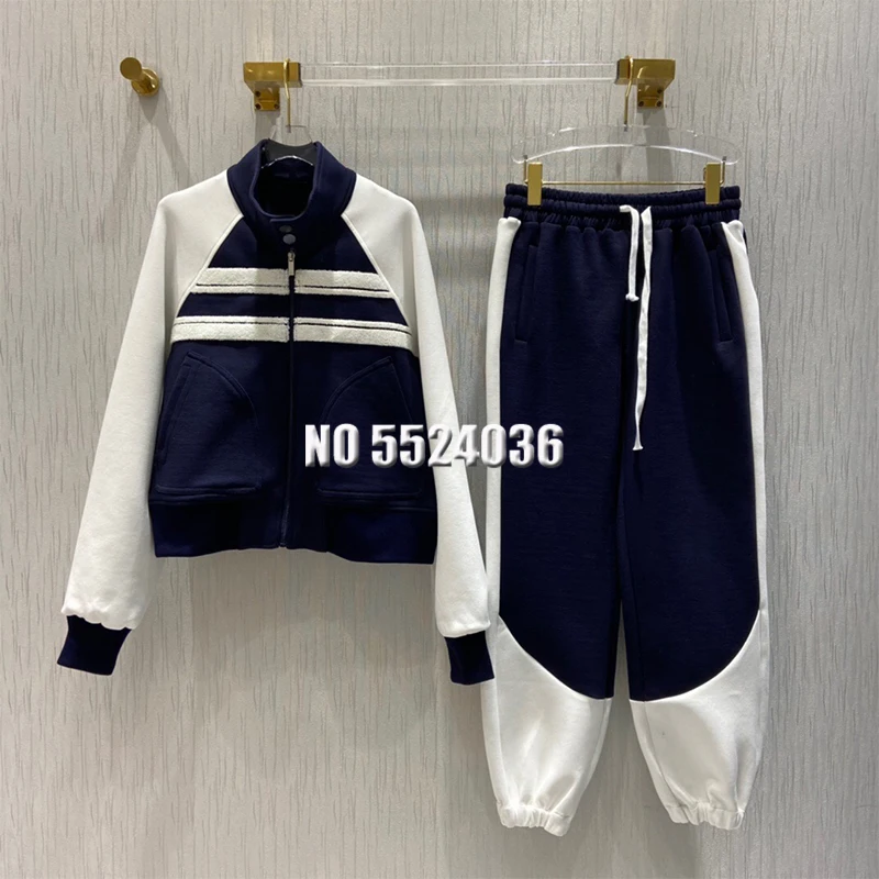 

Streetwear Tracksuits Set Women Thick High Collar Hooded Design Autumn Winter Hoodies With Elastic Waist Long Pants Suit Casua