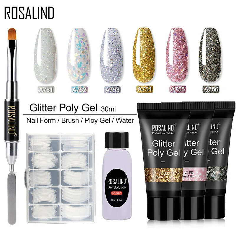 

Professional DIY Glitter Nail Gel Polish Set Acrylic UV LED Quick Builder Building Gel For Nail Extension Basic Manicure Tools