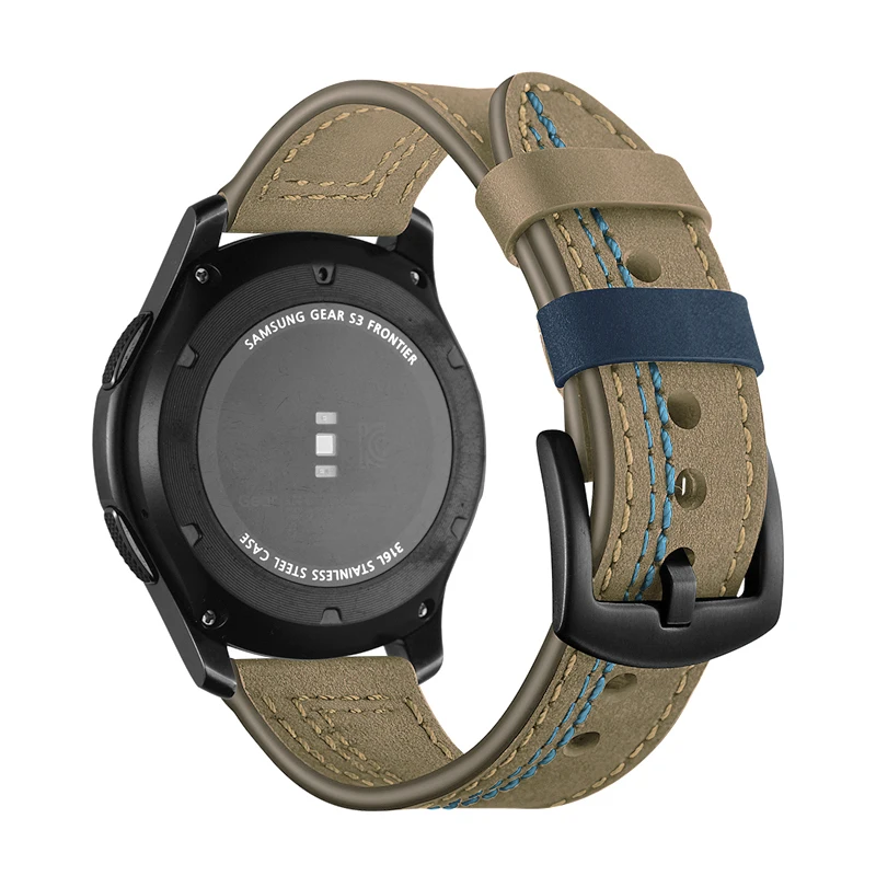 Ремешок из натуральной кожи для Samsung gear S3 Frontier galaxy watch 3 46 мм браслет huawei gt 2 pro amazfit GTR