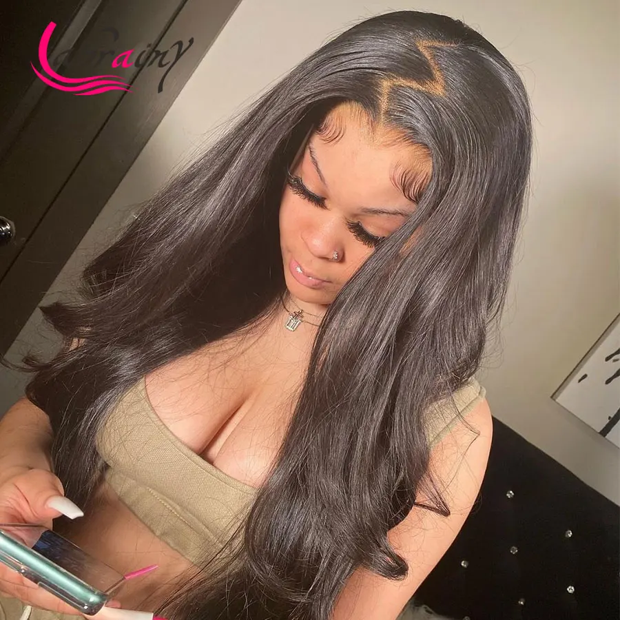 

30 Inches Body Wave Lace Frontal Human Hair Wig Glueless Pre Plucked with Baby Hair Lace Front Wig Free Part Natural Color 13x4