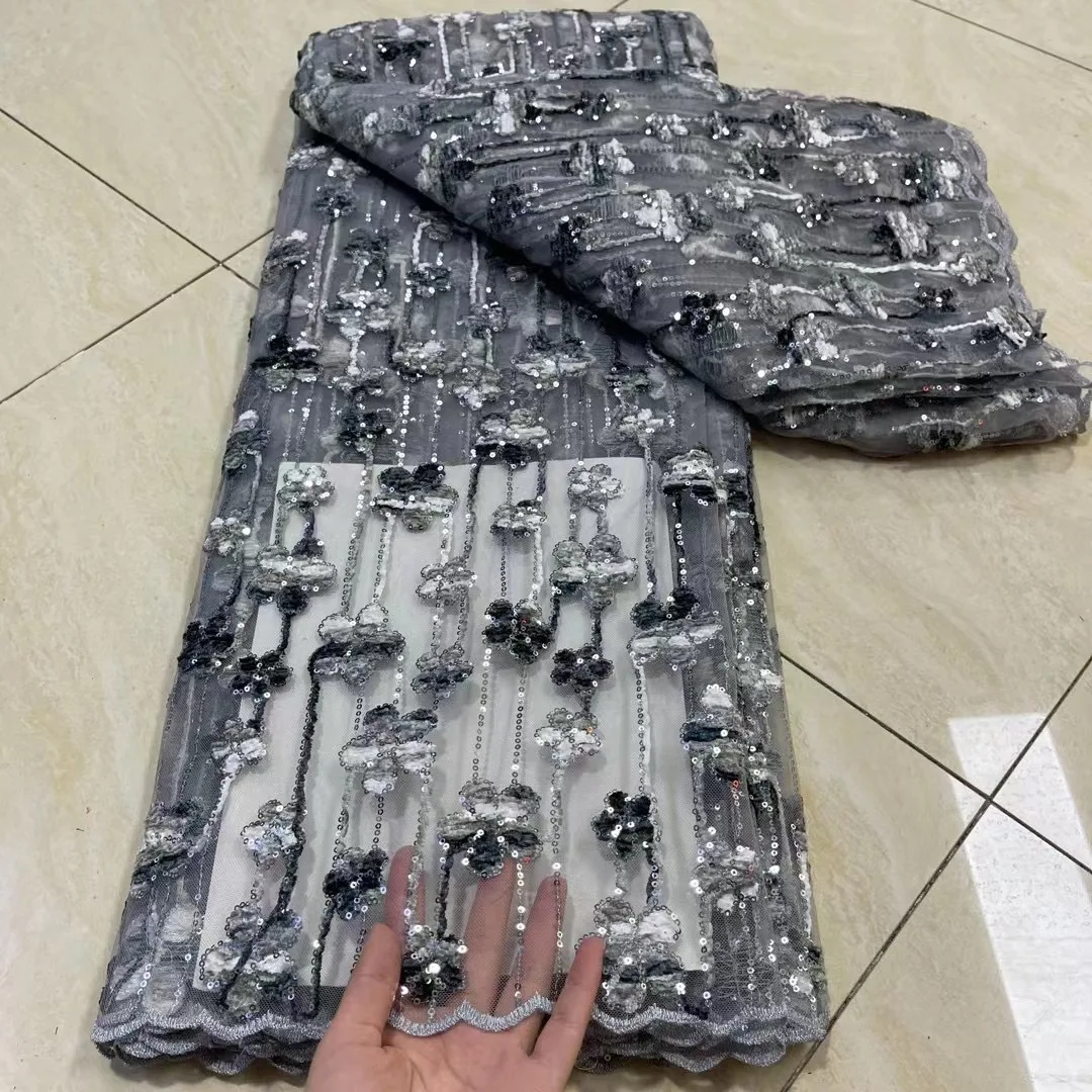 

Новинка 2022 г., нигерийская Тюлевая кружевная ткань высокого качества, Рождественская африканская вышивка, швейцарский французский гипюр, платье с блестками для свадебной вечеринки