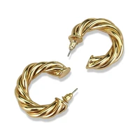 manilai twist copper stud earrings for women fashion c small earrings simple jewelry gold color brincos 2022