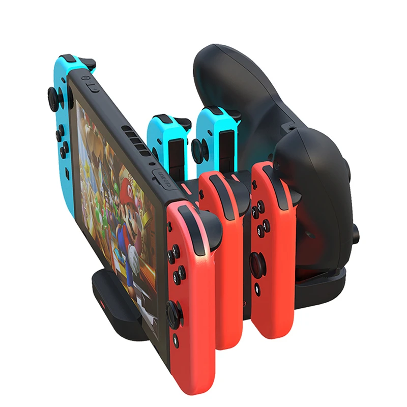 Зарядная док станция Vogek 6 в 1 для контроллсветодиодный Nintendo Switch Joy con светодиодное