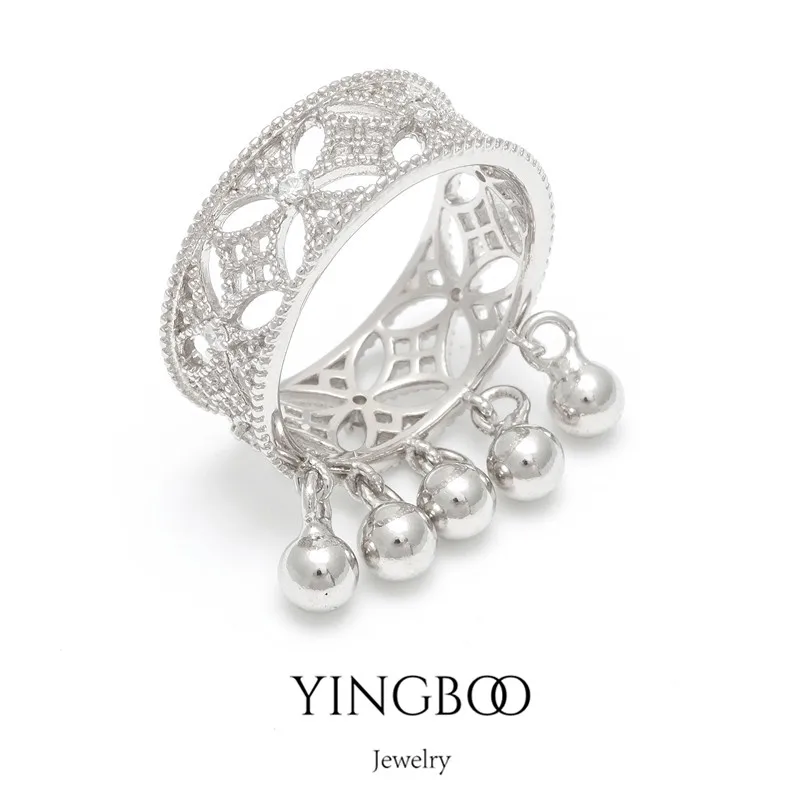 

Yingboo S925 Silver Jingle Bell Window Flower Tassel Ring Fashion Ring Qixi Gift Sterling Silver Ring for Women
