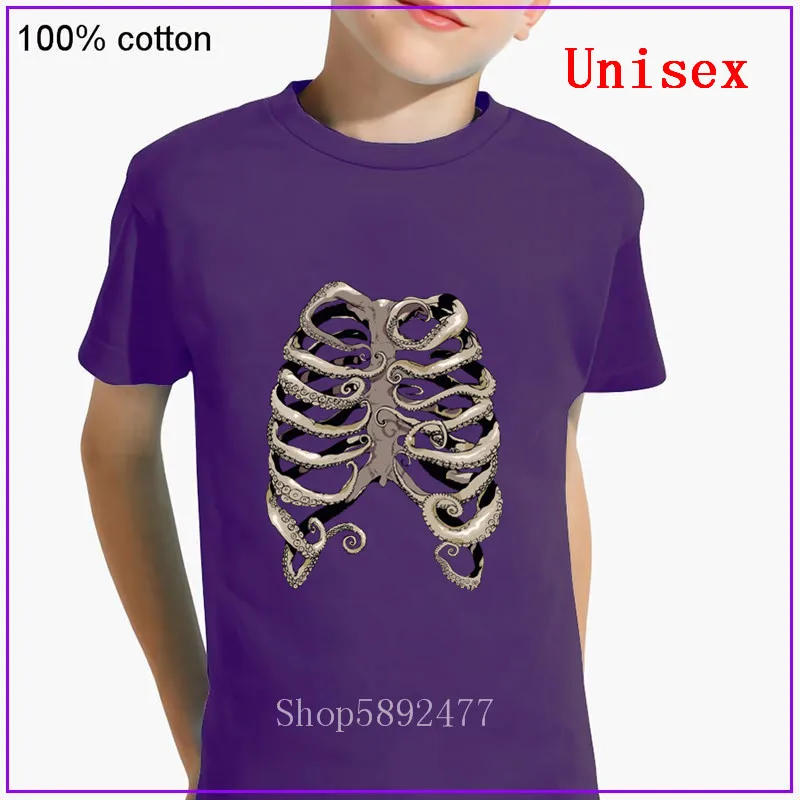 Хлопковая ткань с коротким рукавом новинка детские футболки-скелетоны для