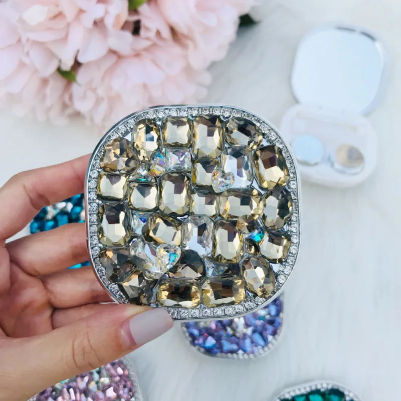 Чехол для контактных линз с сияющими бриллиантами простая коробка хранения