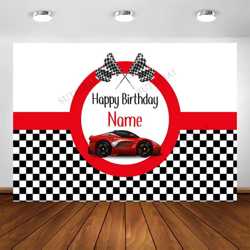 

Cartoon Race Car Theme Backdrop Customized Boy Baby Shower Racing Children Party Decorations Background Photocall Studio