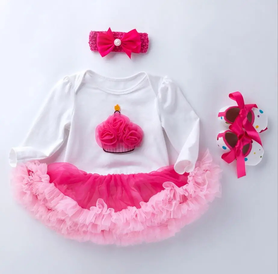 Розовый Комплект из 3 предметов, платье-пачка для девочек 1-2 лет на день рождения, нарядное платье-пачка для маленьких девочек, наряд для младенцев, повязка на голову для детей 0-24 месяцев - Цвет: Розовый