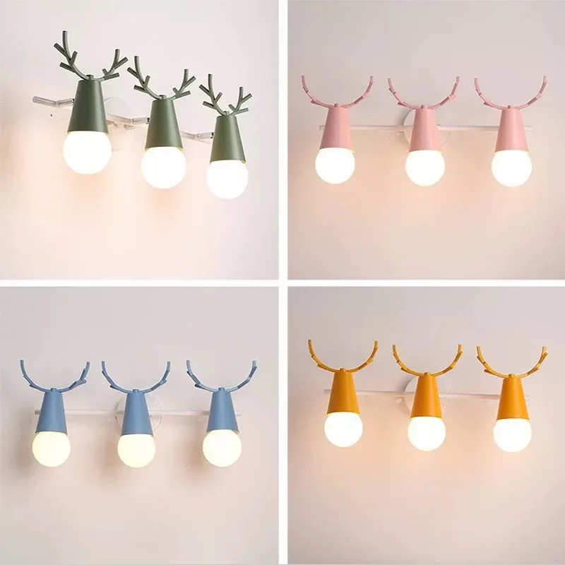 

E27 Indoor LED Glass Wall Lamp Macaron Nordic Creative Home Decoration Lighting Simple Villa Hotel Bedroom Restaurant Lamp