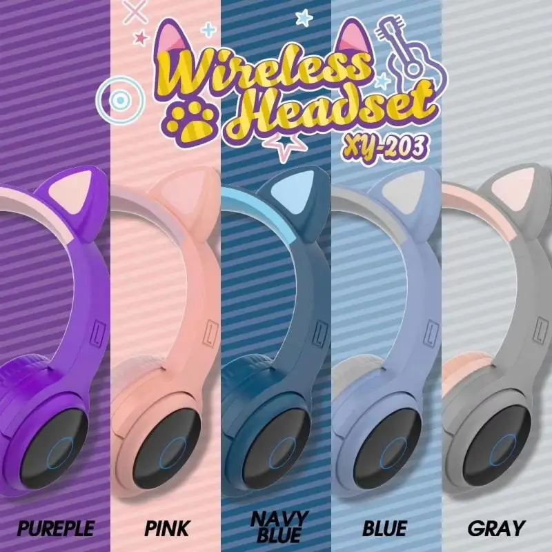 

XY-203 Wireless 5.0 Bluetooth Headphone Cute Cat Ear Shape Luminous Sport Headsets HOT