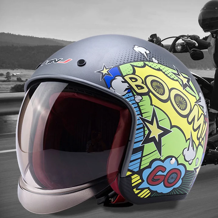 Мотоциклетный шлем с открытым лицом для мужчин на 4 сезона Cascos Para Moto классический