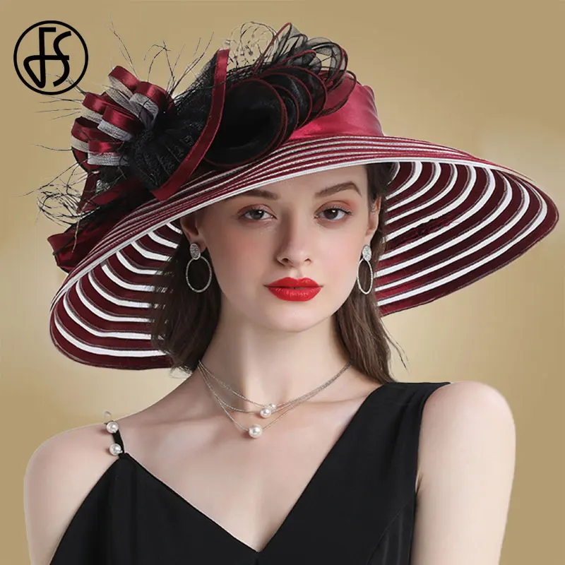 FS чародей органза Шапки большими полями церковь Кентукки шляпа котелок для Для