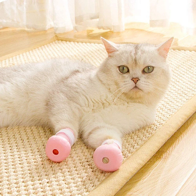 

4pcs Cat Bath Shoes Silicone Cat Boots Shoes Adjustable Soft Cat Paw Protector for Cat Shower Cat Grooming Supplies