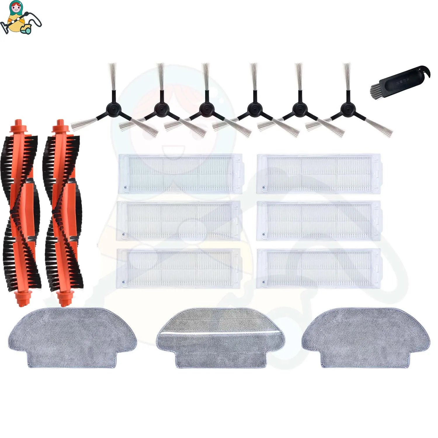 YM-COM-18PK-RED Тряпичная тряпка HEPA фильтр роликовая щетка для Viomi V2 PRO фильтр V-RVCLM21B Mijia STYJ02YM Cecotec Conga 3490 запчасти - Цвет: YM-COM-18PK-RED