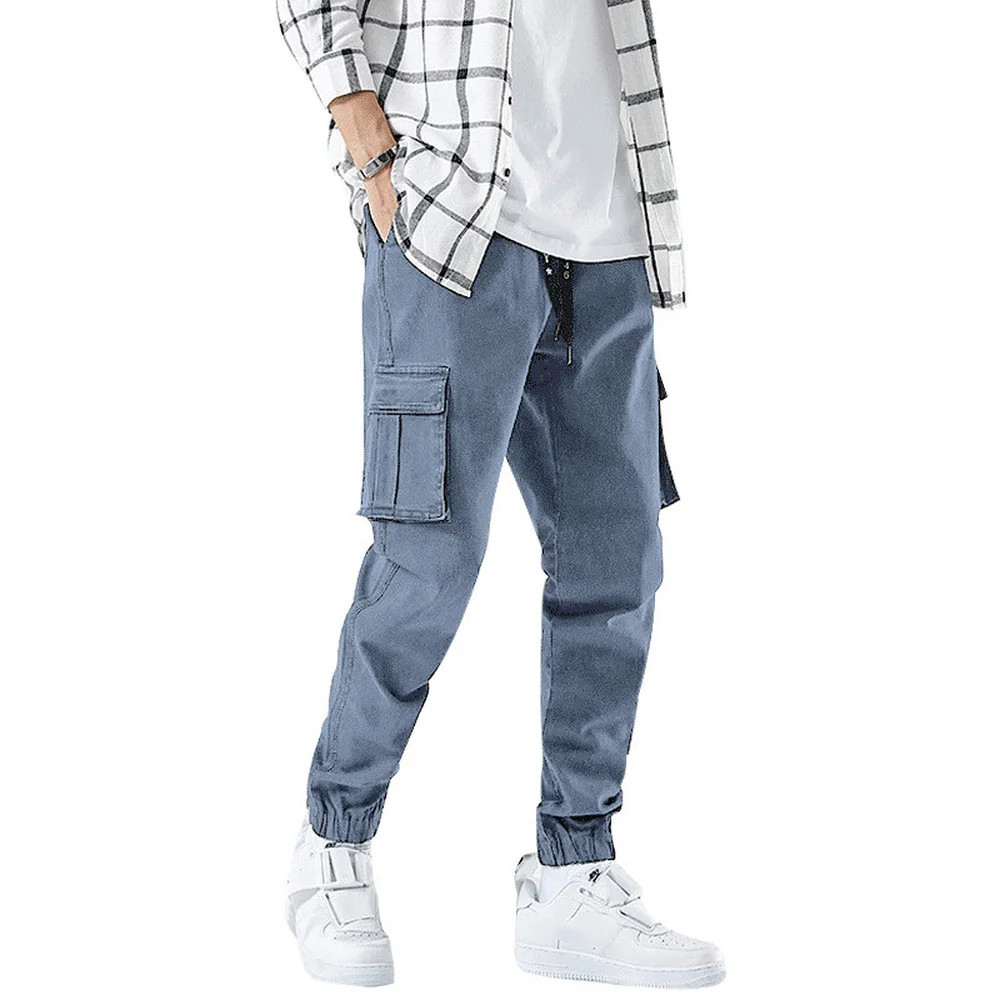 Men's Jeans Plus Fat Plus Size Tooling Pants Spring Autumn Sports Beamed Cargo Harlan Pocket Jeans Casual Long Joggers Trousers