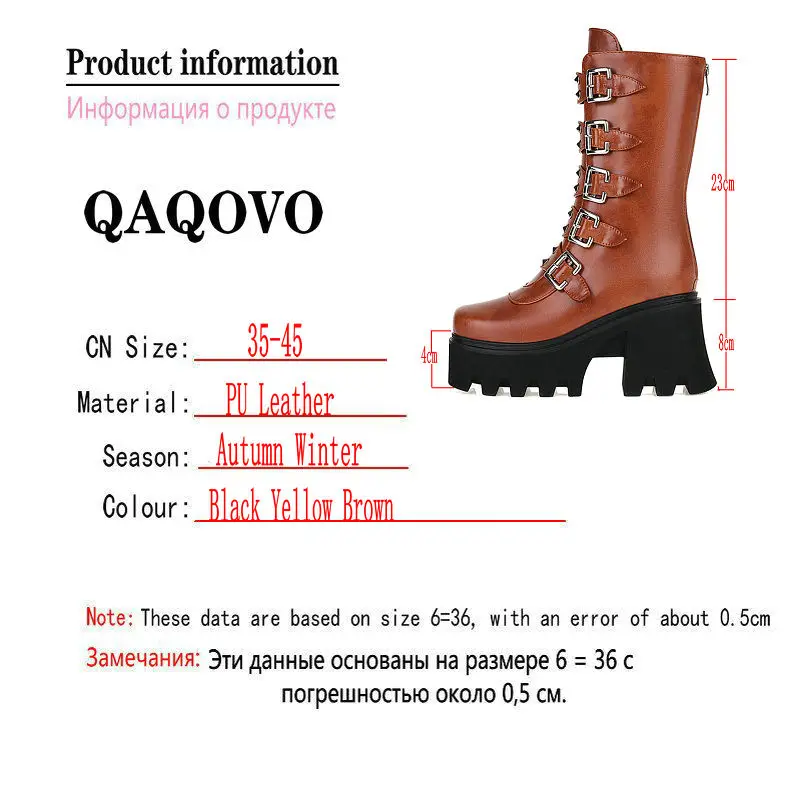 

2021 Winter Square High Heel Women Motorcycle Boots Fashion Buckle Zipper Women Ankle Boots Black Brown Yellow Women's Shoes