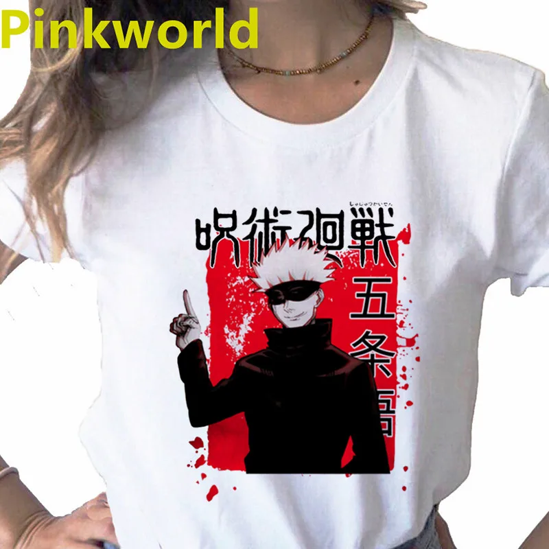 

Jujutsu Kaisen Japanese Anime print ladies T-shirt casual basics O-collar white shirt short sleeve ladies T-shirts,Drop Ship