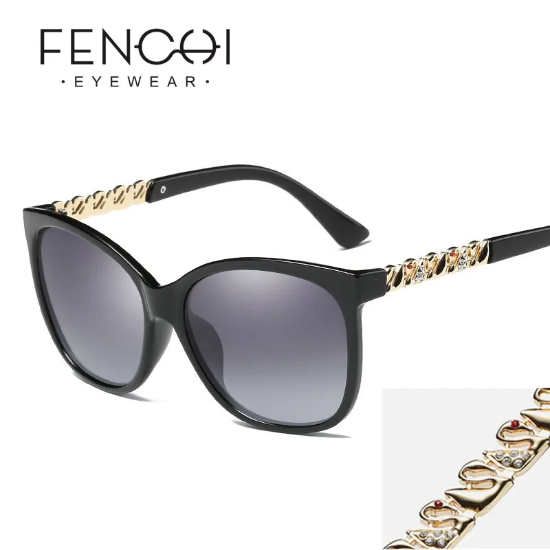 Женские поляризационные солнцезащитные очки FENCHI брендовые зеркальные черные с