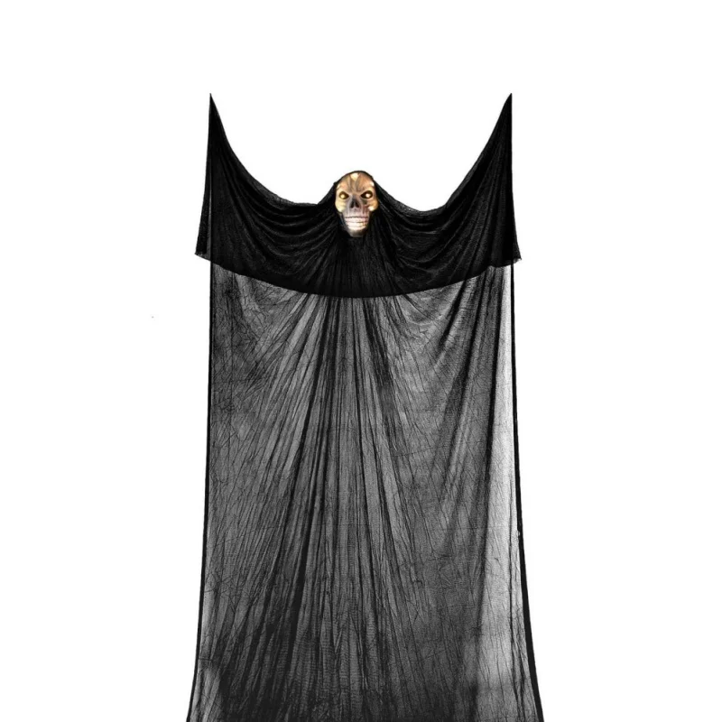 

LED Horror Ghost Gauze Big Hanging Ghost Light Emitting Sound Decoration Props 5m Voice Control Halloween Horror Party Decor