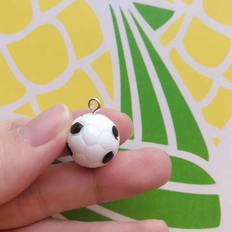 10pcs/pack Sport Basketball Football Badminton Resin Charms Pendant Earring Keychain DIY Fashion Jewelry Accessories 3D Style - купить по