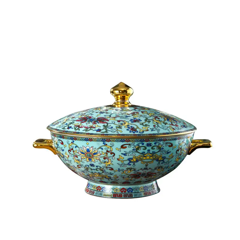 Роскошный набор фарфоровой посуды эмалированного цвета Синие китайские