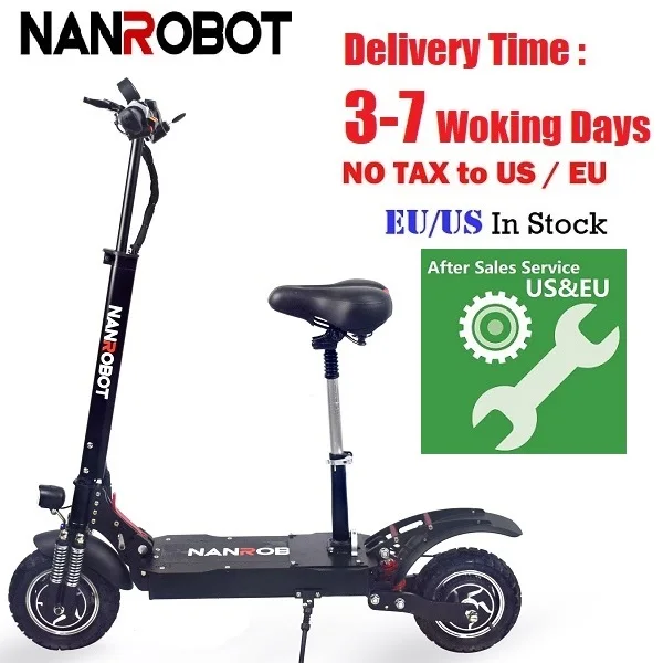 2.0(23AH) with seat NANROBOT D4+ Модернизированный Электрический скутер для взрослых 1" 52 в 18/23. 4Ah 2000 Вт Мощный мотор 45 км/ч и 40 км/ч 2 колеса самокаты - Цвет: 2.0(23AH) with seat