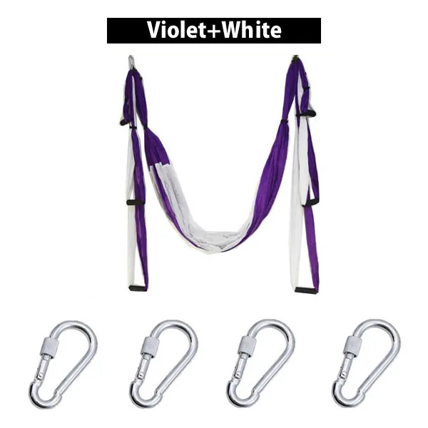 Purple with White 6 ручек, антигравитационный гамак для йоги, трапециевидный домашний гимнастический подвесной ремень, Свинг ремень, устройство для пилатеса с воздушной тягой, 2,5*1,5 м - Цвет: Purple with White