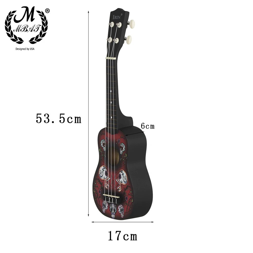 Укулеле M MBAT 21 дюйм гавайский музыкальный инструмент гитара с черепом 4 струны