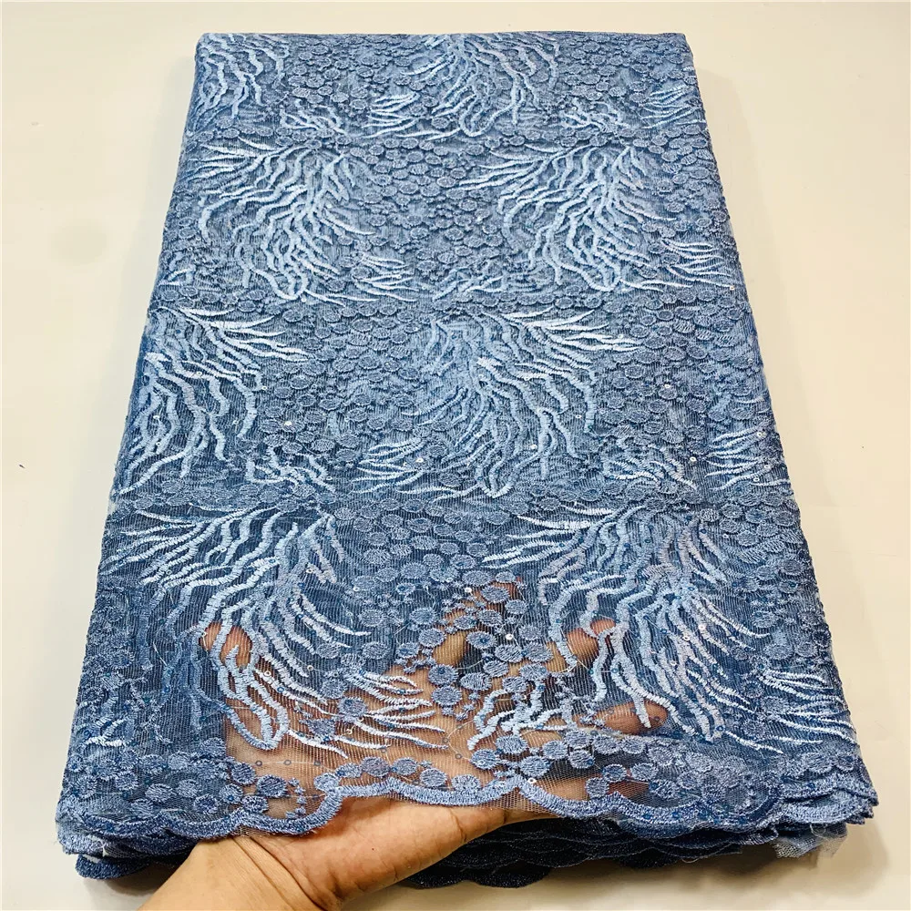 

Madison African Tulle Lace Fabric 2021High Quality Lace Nigerian Sequins Lace Fabrics Embroidered For Wedding Sewing