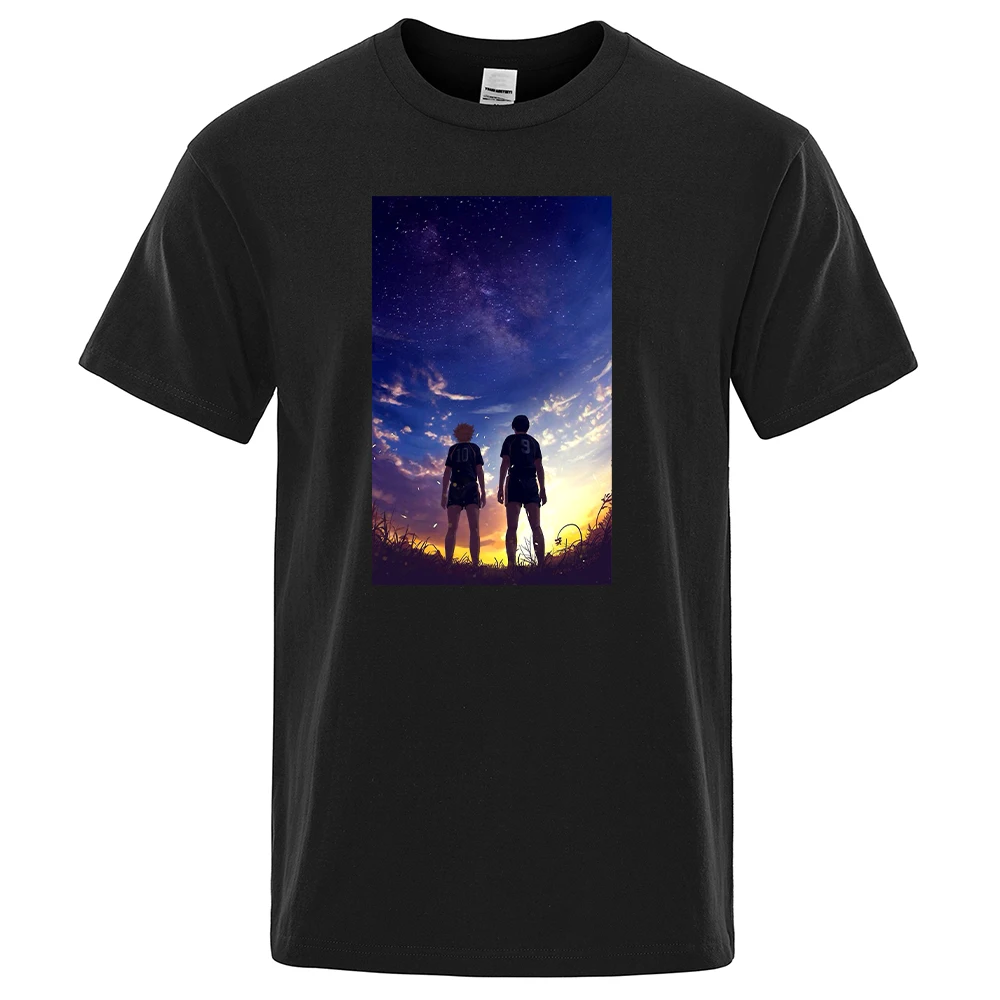

T-Shirts Sports Round Neck Men Vogue Breathable Tshirts Mans Anime Haikyuu Hinata and Kageyama Print Clothing Cool Casual Tshirt